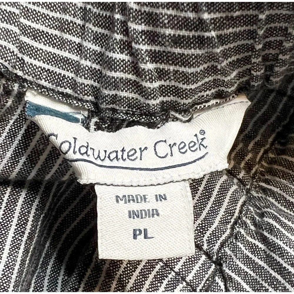 Coldwater Creek grey stripe linen capri pants with pockets size L petite